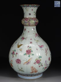 A Fencai Enamel Vase with Butterfly Motif