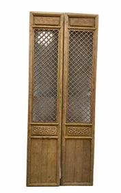 Two Large Chinese Antique Wooden Door Panels