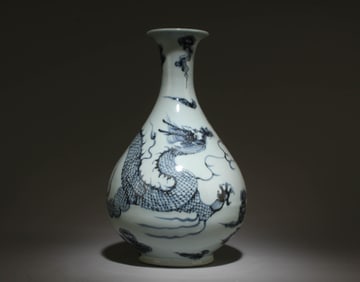 A Blue and White Dragon Yuhuchun Vase
