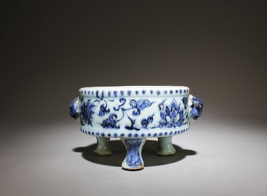 A Blue and White Incense Burner