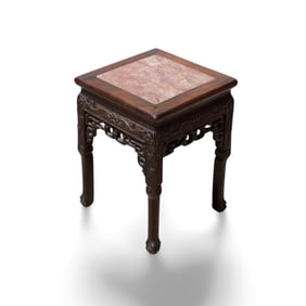 An Antique Hardwood Stool or Table with Marble Top