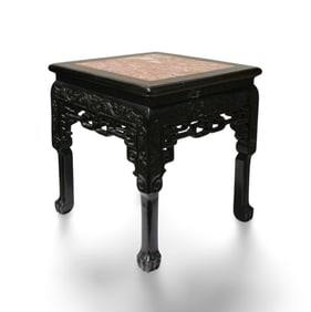 An Antique Square Hardwood Side Table