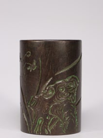 An Agarwood Carved Brushpot