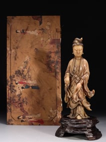 A Shoushan Stone Guanyin Statue