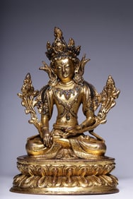 A Bronze Green Tara Statue