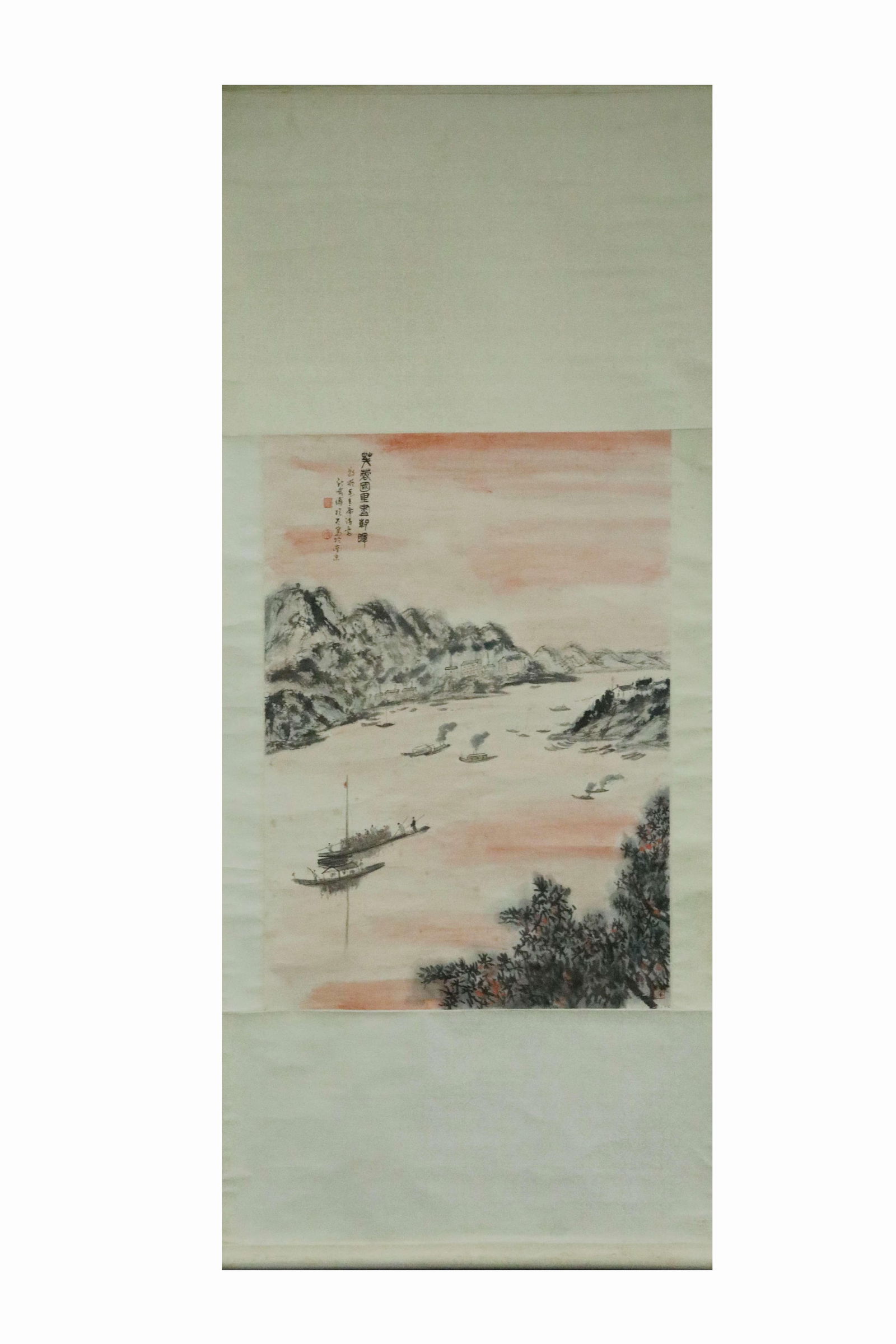 A Hanging Scroll Depicting Landscape Attributed To Fu Baoshi: A Hanging Scroll Depicting Landscape Attributed To Fu Baoshi. Dimensions: 38.58in x 27.56in