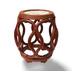 A Hardwood Stool with Porcelain Top