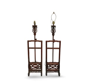A Pair of Antique Hardwood Side Lamp