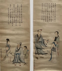 A Set of Two Chinese Figure Paintings