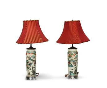 An Pair of Antique Porcelain Table Lamps