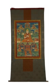 A Tibetan Thangka on Silk Frame