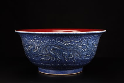 A Blue and Red Dragon Bowl