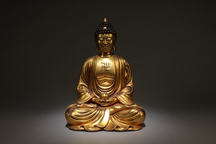 A Sitting Gilt Bronze Buddha Statue