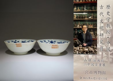 A Pair of Blue and White Bowl with Dragon Motif