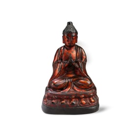 Antique Lacquered Bronze Buddha Statue