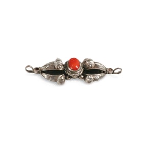 A Tibetan Silver with Coral Religious Instrument