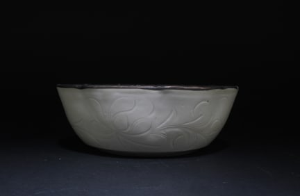 Chinese Dingyao Bowl with Silver Rim