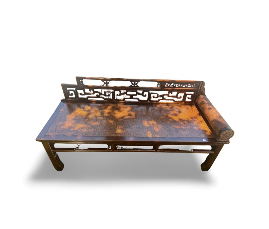 CHINESE HARDWOOD DAYBED WITH RATTAN MAT