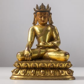 Gilt Bronze Seated Statue of Shakyamuni Buddha