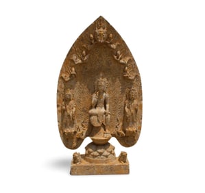 A Carved Stone Seated Buddha Statue