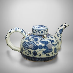 A Blue and White Teapot with Lid