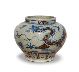 A Blue and Underglazed Red Jar
