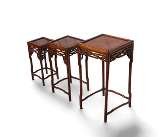 A Set of Three Hardwood Pedestals
