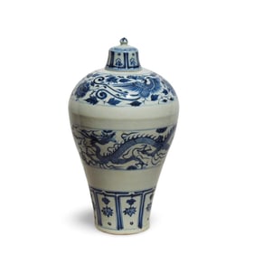 A Blue and White Meiping Vase with Lid