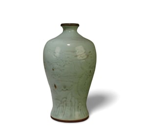 A Celadon-Glazed Dragon Vase