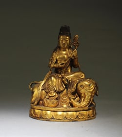 Chinese Gilt Bronze Guanyin Statue