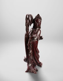 A Wooden Carved Guanyin Statue