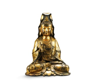 Chinese Gilt Bronze Guanyin Statue