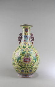 Chinese Famille Jaune Porcelain Vase