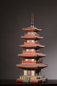 A Porcelain Enamel Pagoda