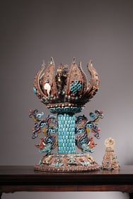 A Gilt Bronze Inlaid Buddhist Stupa