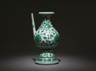 A Green and White Pot