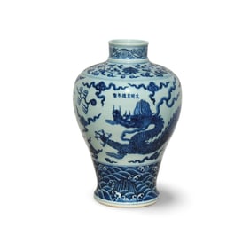 A Blue and White Dragon Vase