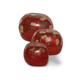 A Set of Three Cinnabar Box