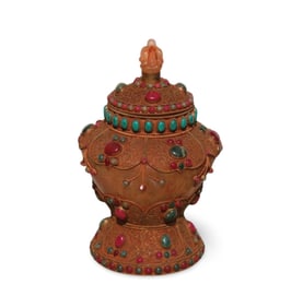 An Inlay Crystal Gem Tibetan Ritual Vase