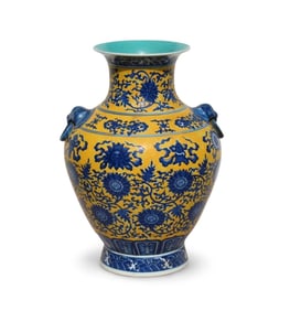 A Blue and Yellow Vase