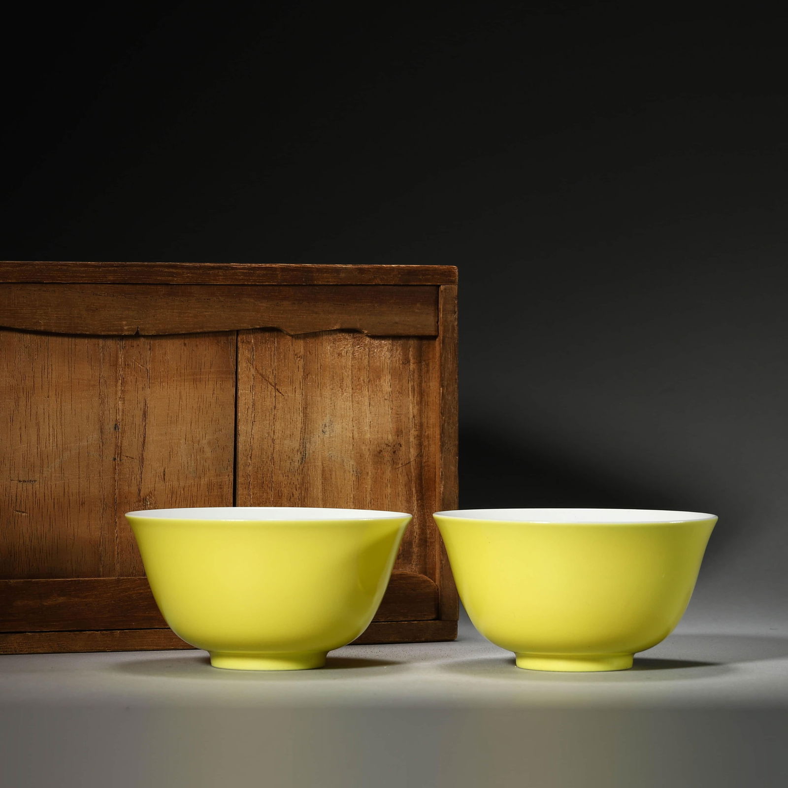 Pair of Lemon Yellow Glaze Cups