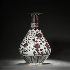 Copper Red Glaze Flower Pear-Shape Vase
