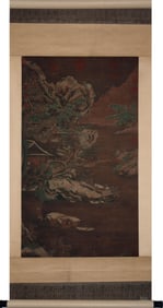 Qiu Ying Mark, Chinese Landscape Painting Silk Scroll