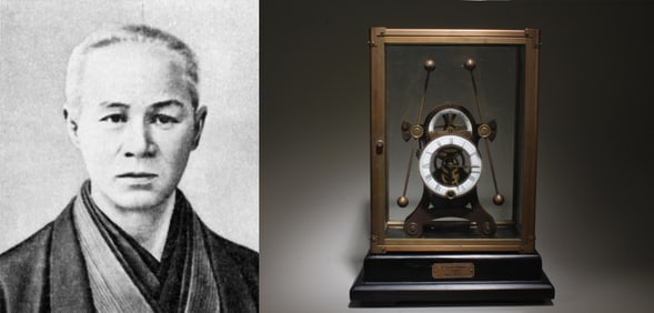 A Grasshopper Clock in Glass Case