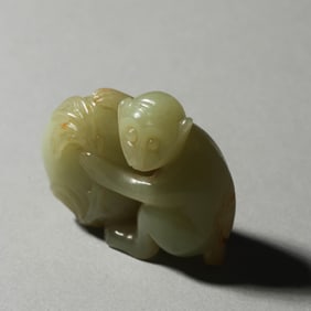 Yellow Jade Monkey Ornament