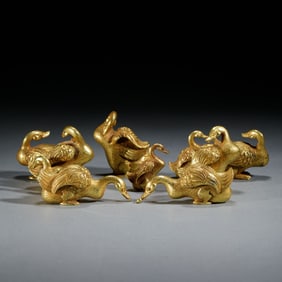 Set of Gilt Bronze Goose Ornaments