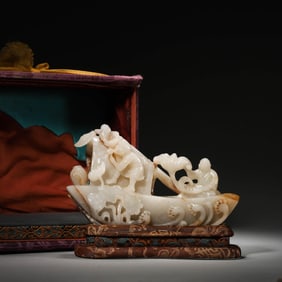 White Jade Boat Ornament