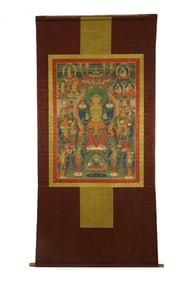 TIBETAN THANGKA ON SILK FRAME