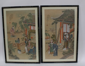 A Pair of Chinese Framed Juan Painting