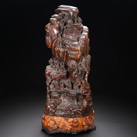 An Agarwood Mountain Carving Ornament